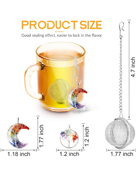 Juego de Infusores de Té de Acero Inoxidable TeaSanavie - 2 Piezas con Colgantes de Media Luna y Árbol de la Vida Juego de Infusores de Té de Acero Inoxidable TeaSanavie - 2 Piezas con Colgantes de Media Luna y Árbol de la Vida