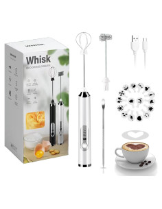Espumador de Leche Recargable JrundMsoxz 3 Velocidades Blanco