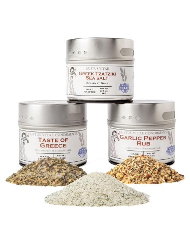 Colección Gourmet de Especias de Ajo Gustus Vitae - 3 Latas Magnéticas
