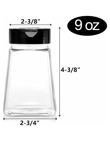 Tebery 24 Tarros de Plástico Transparentes para Especias 266ml