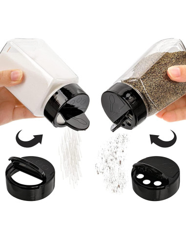 Tebery 24 Tarros de Plástico Transparentes para Especias 266ml