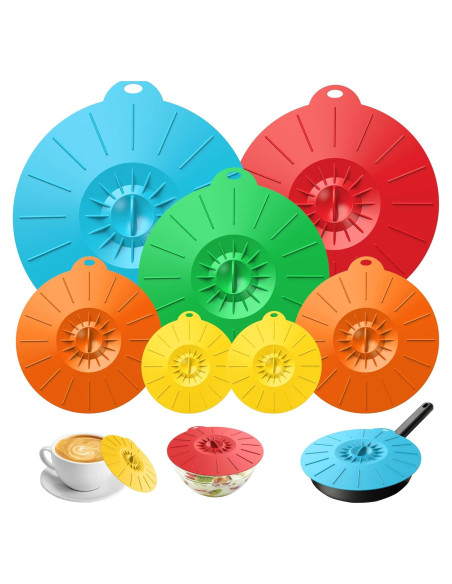 Set de 7 Tapas de Silicona Daxiongmao para Microondas 5 Tamaños Set de 7 Tapas de Silicona Daxiongmao para Microondas 5 Tamaños