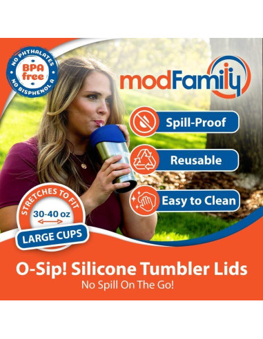 Tapa de Vaso de Silicona ModFamily - 3 Colores, A prueba de Derrames