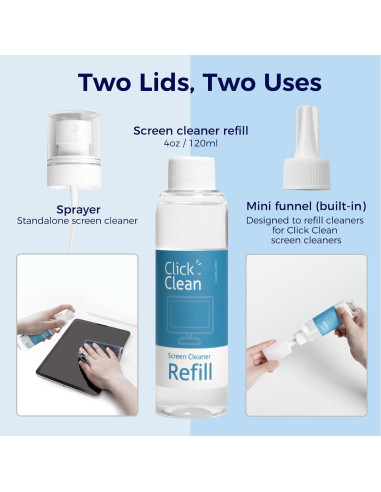 Kit Limpiador de Pantalla Click Clean - 2 Spray 4 oz + Paño Microfibra