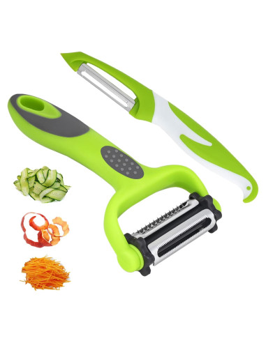 Pelador 3 en 1 SAIOTER con Mango Antideslizante y Cuchillas de Acero Inoxidable