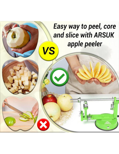Peladora de Manzanas ARSUK 3 en 1 Manual con Cuchilla Ajustable