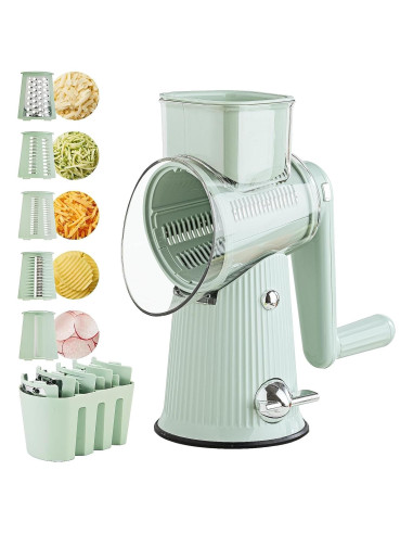 Rallador de Queso Rotatorio PDAENLKY 5 en 1 Verde