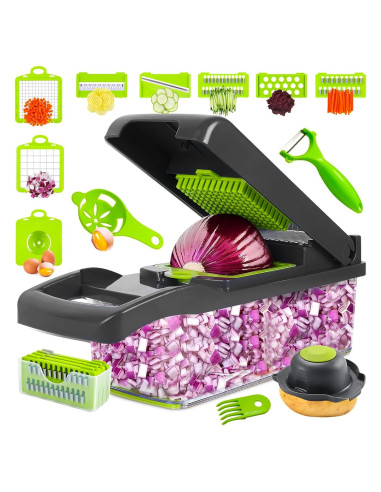 Cortador de Verduras 16-en-1 Kitchenvelly con 8 Cuchillas