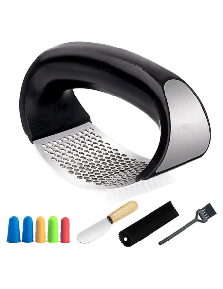 Prensa de Ajo Acero Inoxidable Premium con Protector de Dedo Prensa de Ajo Acero Inoxidable Premium con Protector de Dedo