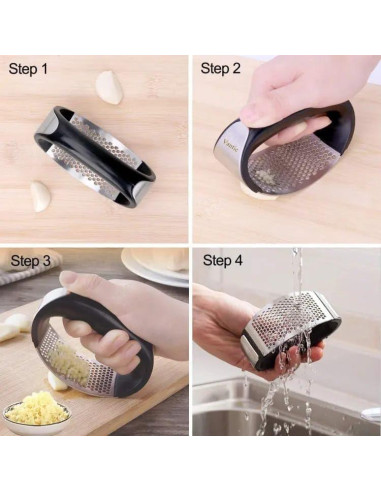 Prensa de Ajo Acero Inoxidable Premium con Protector de Dedo