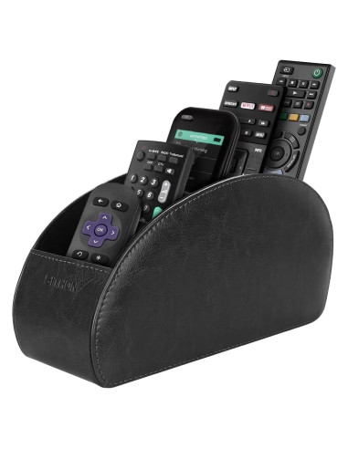 Soporte Organizador para Control Remoto SITHON - 5 Compartimentos, Cuero PU Negro