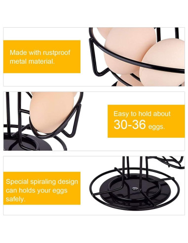 Soporte para Huevos Espiral de Metal Toplife Negro 40.9 cm