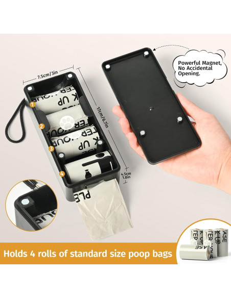 Dispensador de bolsas para excrementos de perro Qeerable, negro, 60 bolsas Dispensador de bolsas para excrementos de perro Qeerable, negro, 60 bolsas