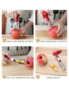 Juego de Herramientas para Frutas BCMON 4 Piezas - Descorazonador y Cortadores 2