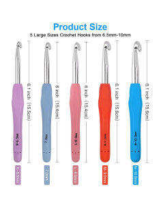 Juego de Ganchillos Ergonómicos MECHEER 5 Tamaños 6.5-10mm 2