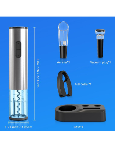 Abrebotellas de Vino Eléctrico Liuzouwin 5 en 1 Plata