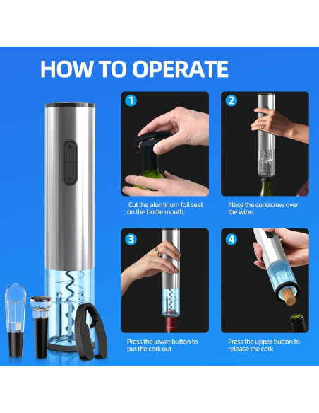 Abrebotellas de Vino Eléctrico Liuzouwin 5 en 1 Plata Abrebotellas de Vino Eléctrico Liuzouwin 5 en 1 Plata