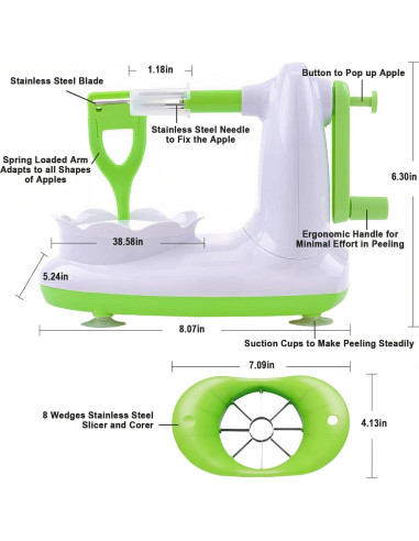 Pelador de Manzanas EZMO Ergonómico Acero Inoxidable 430g