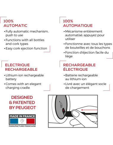 Sacacorchos Eléctrico Peugeot Elis Touch Acero Inoxidable 26.9 cm