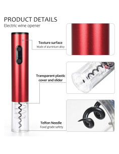 Abridor de Vino Eléctrico Tirrinia con Accesorios 5 Piezas 2