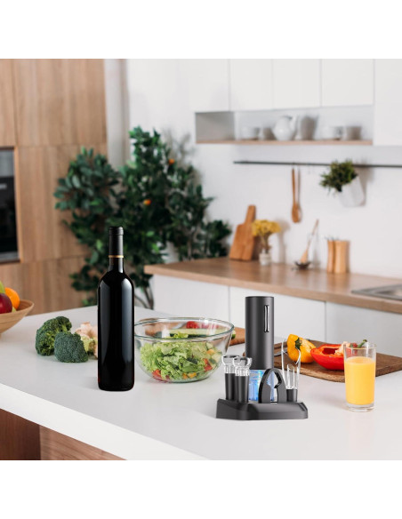 Abridor de Vino Eléctrico TEBIKIN con Base de Carga y Aerador Abridor de Vino Eléctrico TEBIKIN con Base de Carga y Aerador