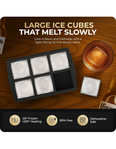 Bandeja de Hielo Grande Xomoo para Whisky - 12 Cubos 5.08 cm