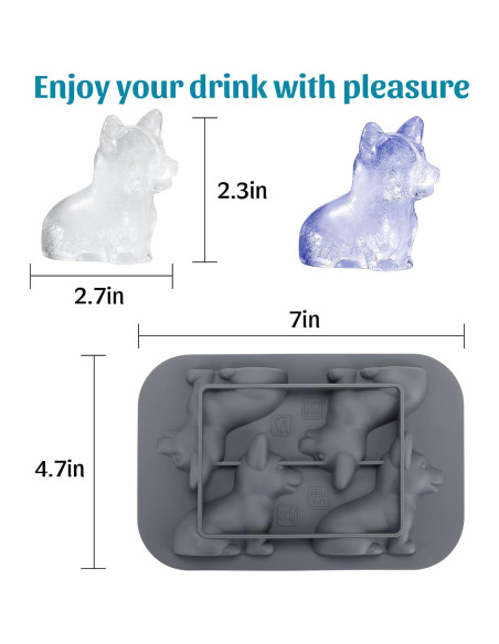 Bandeja de Hielo Grande Qomamount Corgi Silicona Libre BPA Bandeja de Hielo Grande Qomamount Corgi Silicona Libre BPA