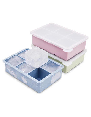 Bandeja de Hielo EOKPHULL 3 Moldes Silicona con Tapa 6 Cubos