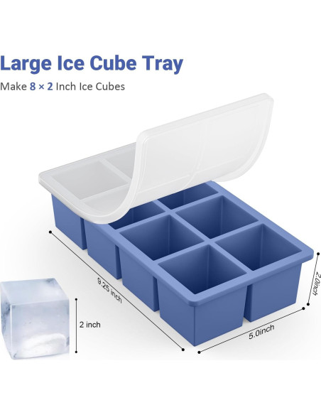 Bandeja de Hielo Grande GGOW de Silicona Cuadrada 23.4x12.4cm Bandeja de Hielo Grande GGOW de Silicona Cuadrada 23.4x12.4cm