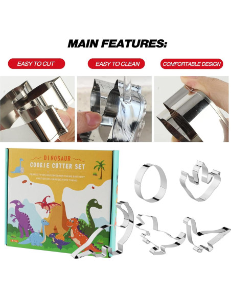 Juego de Cortadores de Galletas de Dinosaurio RUNHUAPPY - 8 Piezas Juego de Cortadores de Galletas de Dinosaurio RUNHUAPPY - 8 Piezas