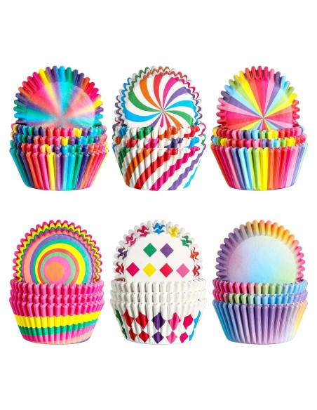 Forros de Cupcake Arcoíris CHENGU 600 Piezas Papel Desechable Forros de Cupcake Arcoíris CHENGU 600 Piezas Papel Desechable