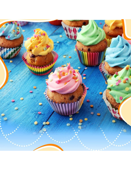 Forros de Cupcake Arcoíris CHENGU 600 Piezas Papel Desechable Forros de Cupcake Arcoíris CHENGU 600 Piezas Papel Desechable