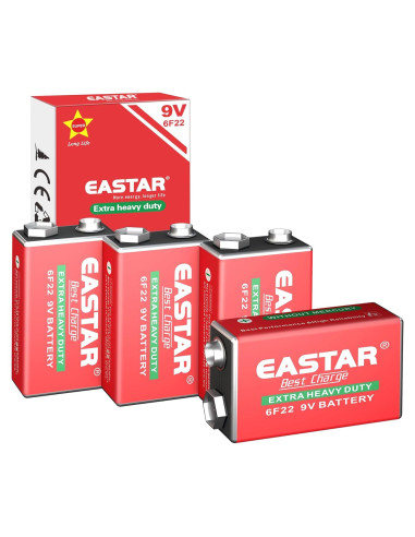 Baterías de Carbono Zinc 9V EASTAR BTS - Paquete de 4 Unidades