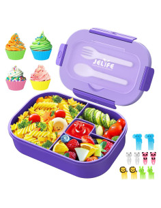 Caja de Almuerzo Bento Jelife 1300ml Morado a Prueba de Fugas
