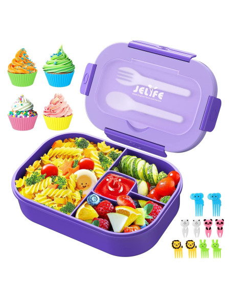 Caja de Almuerzo Bento Jelife 1300ml Morado a Prueba de Fugas Caja de Almuerzo Bento Jelife 1300ml Morado a Prueba de Fugas