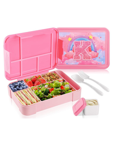Caja Bento JYPS Rosa para Niños 6 Compartimentos A Prueba de Fugas
