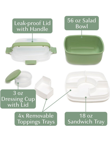 Contenedor apilable Goodful 1.59L a prueba de fugas salvia