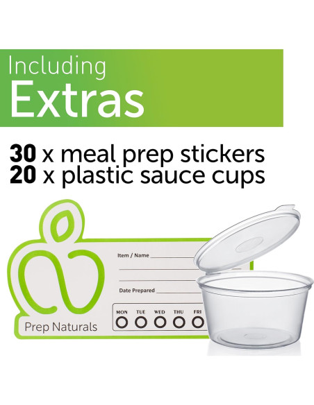 PrepNaturals 4 Pack Contenedores de Vidrio 34 Oz Multi-Compartimento PrepNaturals 4 Pack Contenedores de Vidrio 34 Oz Multi-Compartimento
