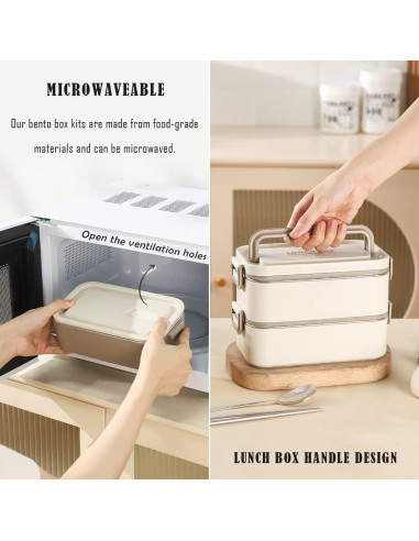 Caja Bento Aislada Keweis 2 Niveles 2000 ml con Tazón Sopa