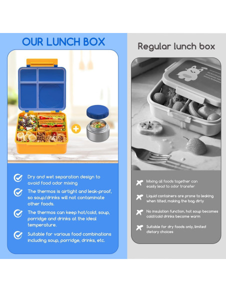 Caja Bento JoyYum Azul - Almuerzo Aislado 4 Compartimentos Caja Bento JoyYum Azul - Almuerzo Aislado 4 Compartimentos