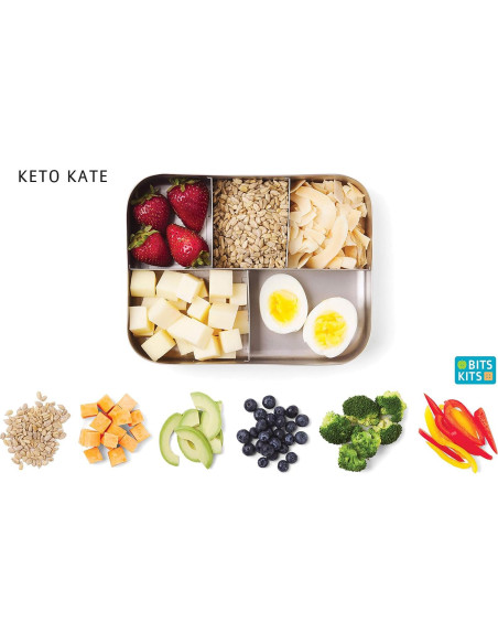 Contenedor Bento Box de Acero Inoxidable Bits Kits, 5 Secciones Contenedor Bento Box de Acero Inoxidable Bits Kits, 5 Secciones