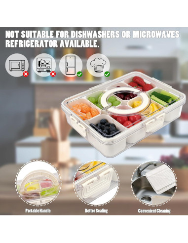 Contenedor Snackle Box 8 Compartimentos 29x21cm Tapa Asa