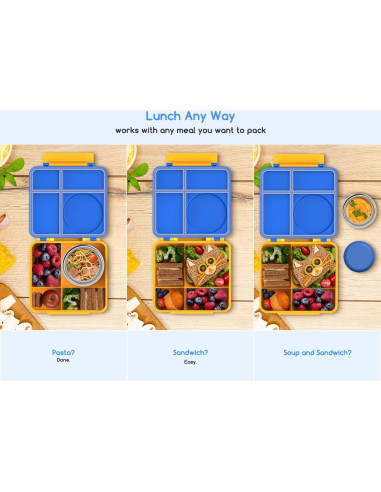 Caja Bento JoyYum Azul - Almuerzo Aislado 4 Compartimentos
