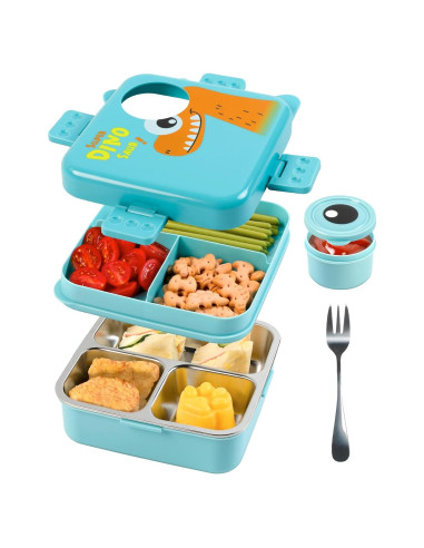 Contenedor Bento Acero Inoxidable Freshmage 3 Compartimentos 1.03L