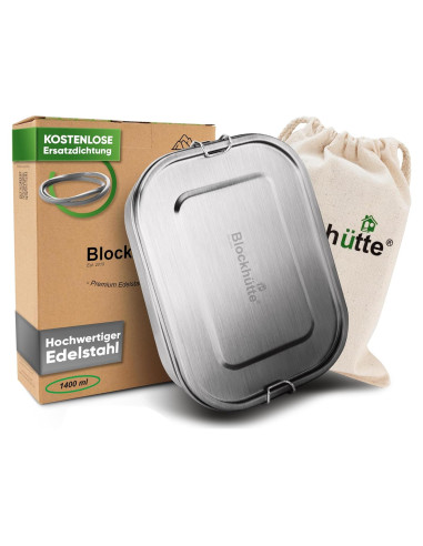 Caja de Almuerzo de Acero Inoxidable Blockhütte 1.4L 3 Compartimentos