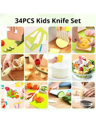 Set de Cuchillos de Cocina Montessori iKumar 34 Pcs para Niños