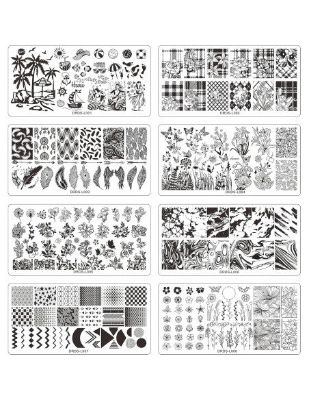 Juego de Placas de Estampado de Uñas VNC 16 Placas + 2 Selladores + 2 Raspadores Juego de Placas de Estampado de Uñas VNC 16 Placas + 2 Selladores + 2 Raspadores