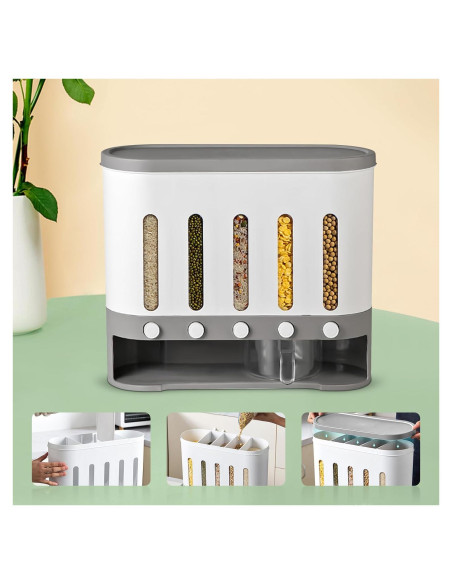 Dispensador de Alimentos Secos Ageanbri 9 kg 5 Compartimentos Dispensador de Alimentos Secos Ageanbri 9 kg 5 Compartimentos