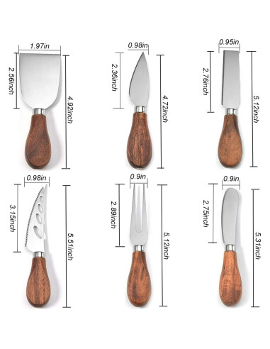 Set de Cuchillos de Queso JLIAN MIOR 6 Piezas Acero Inoxidable