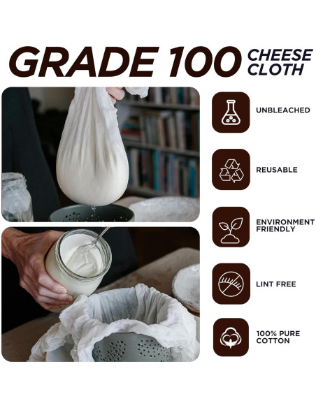 Paño de Queso Grado 100 United Prime 1.4 m Algodón Orgánico Paño de Queso Grado 100 United Prime 1.4 m Algodón Orgánico